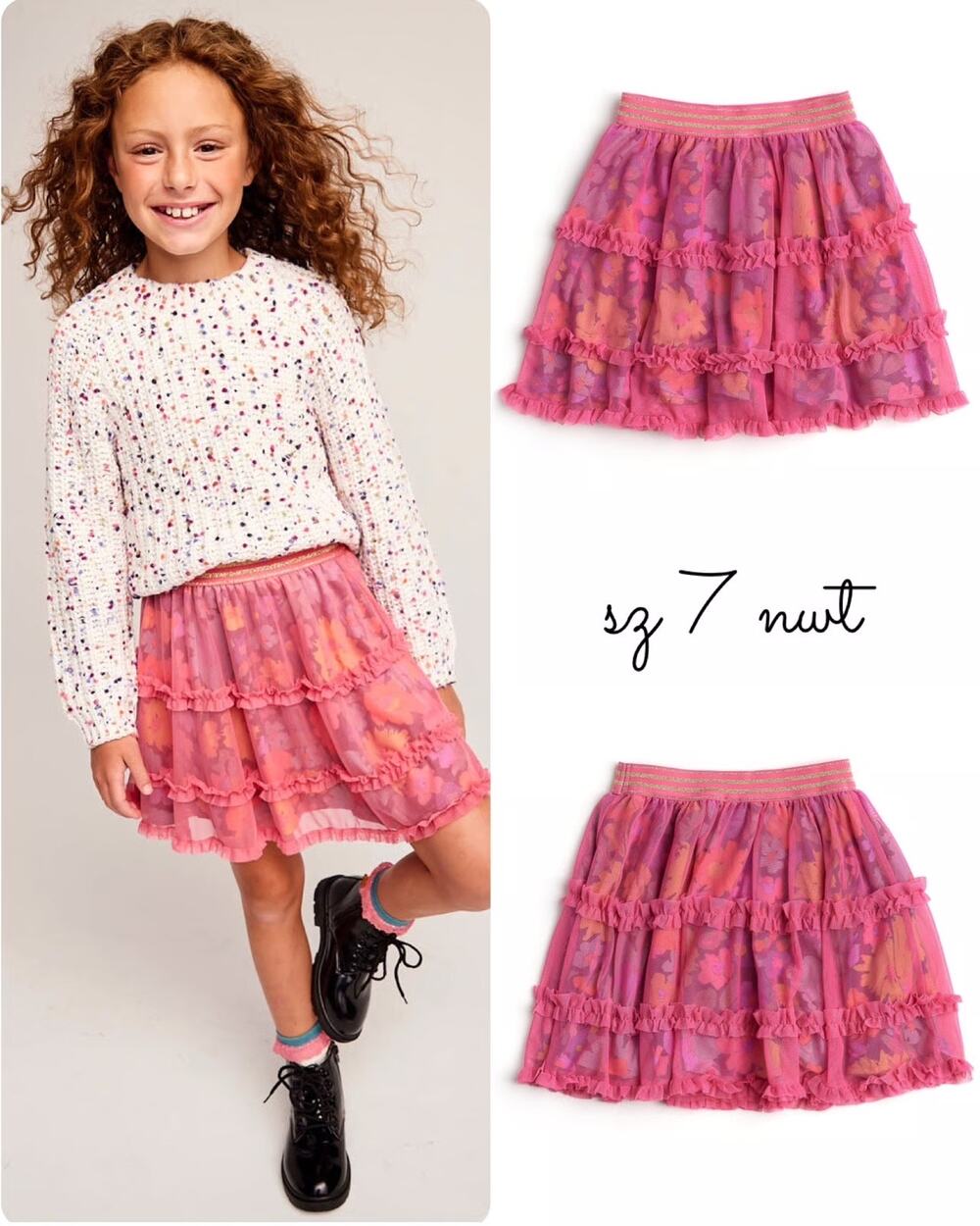 Finding Foxtale Pink Peekaboo Floral Tulle Skirt Girls Sz. 3T NWT Twirl Boutique